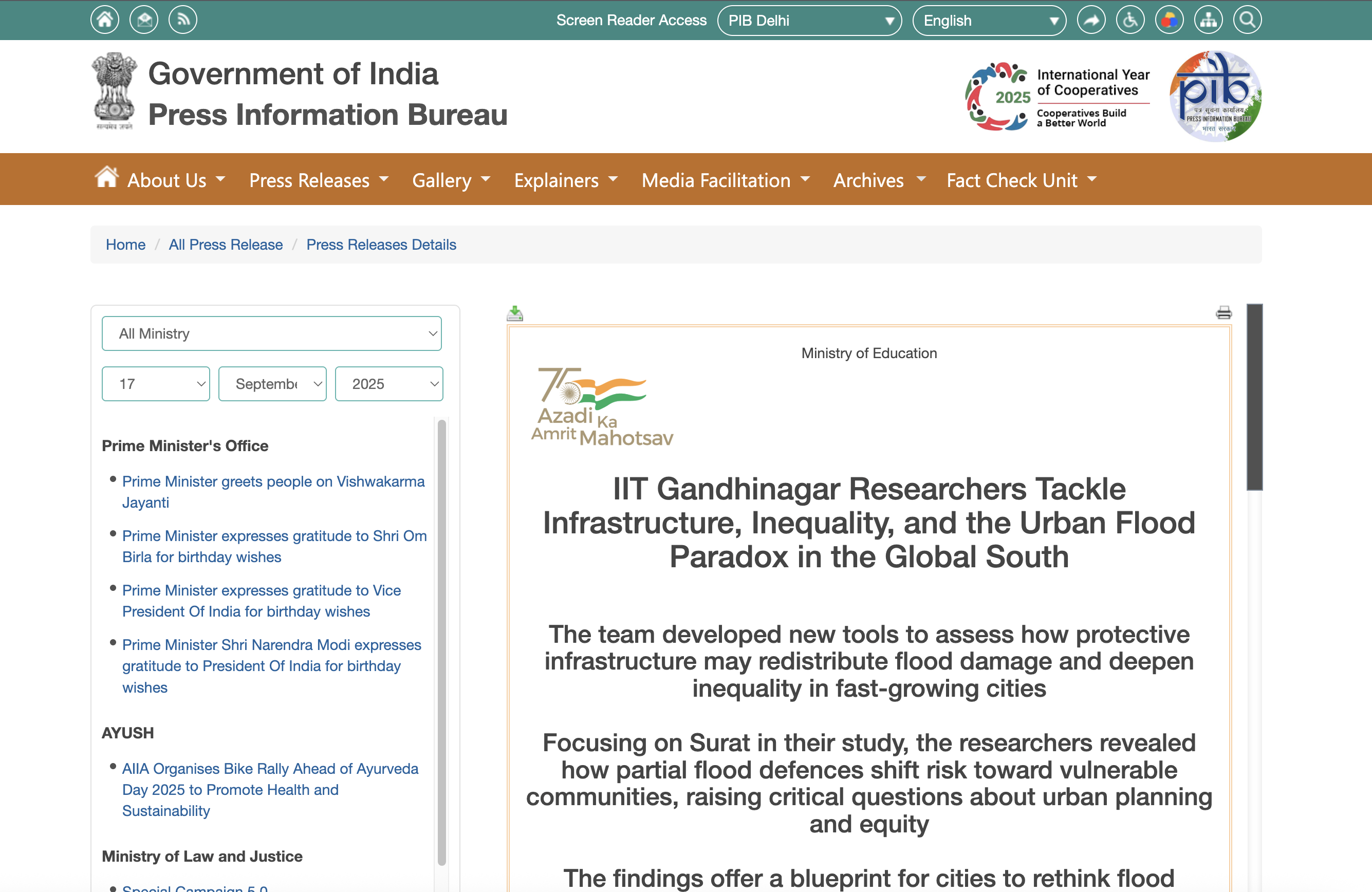 News Coverage by Press Information Bureau, Government of India